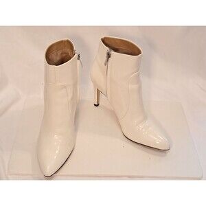 Sam Edelman Olette White Patent Leather Pointy Toe High Heel Booties Size 8M